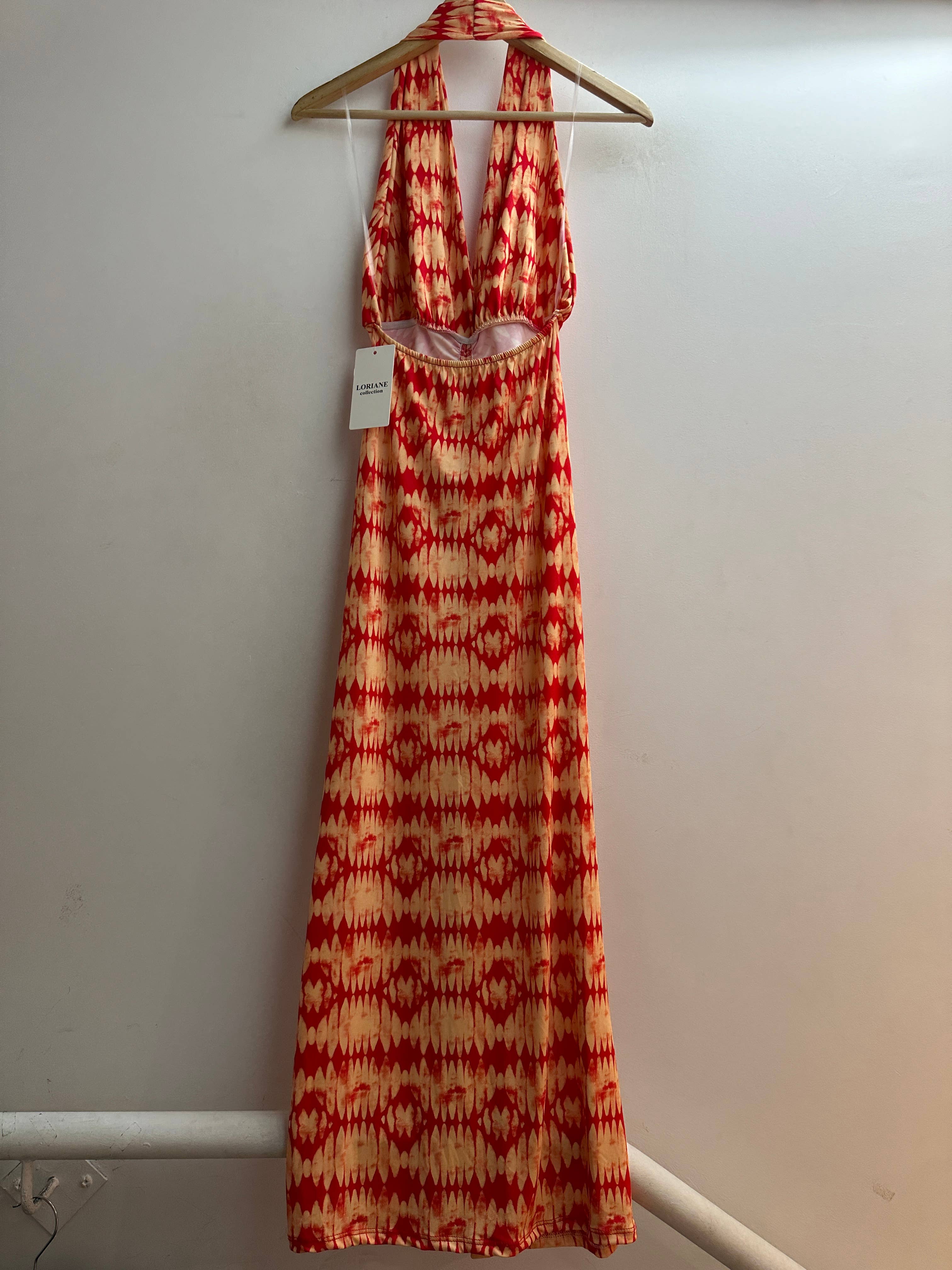 LORIANE - Wholesale Dress - Women's - 6194A Off-the-shoulder printed long dress one size 11