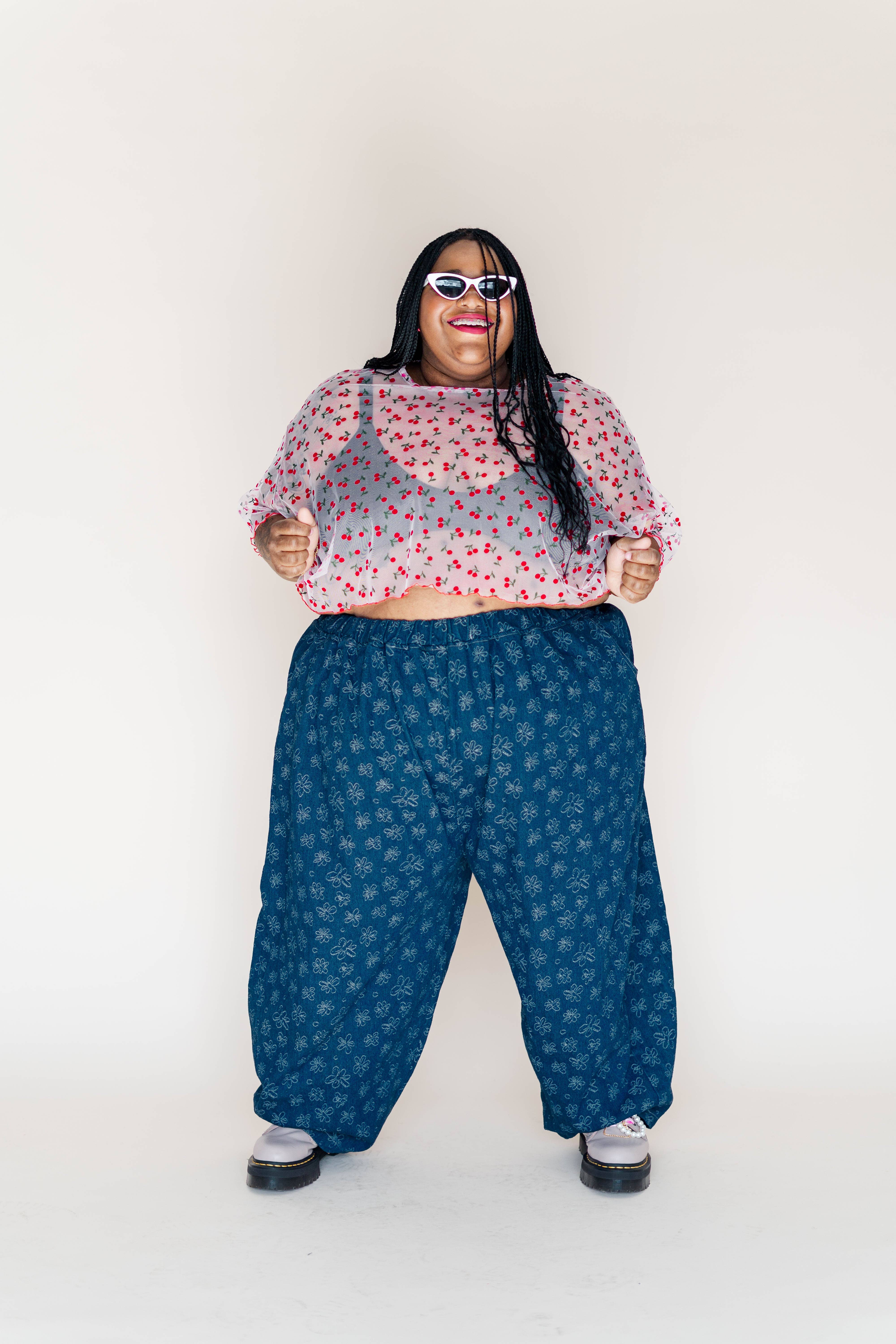 Nettle Studios - Wholesale Pants - Unisex - Size Inclusive Gender Neutral Dark Daisy Denim Balloon Pant10