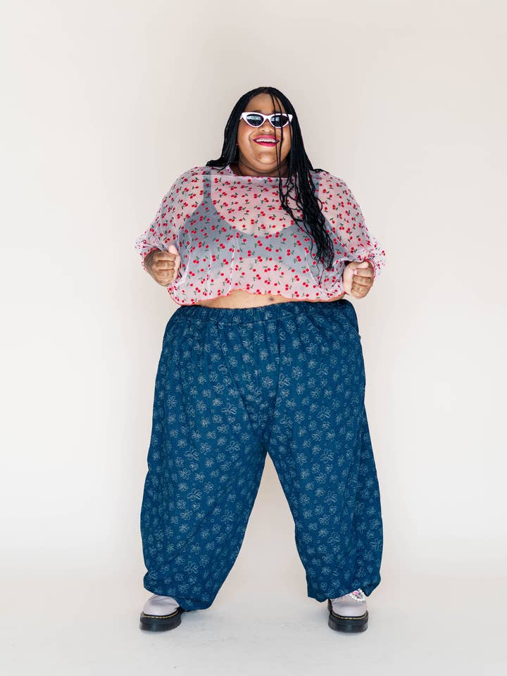 Nettle Studios - Wholesale Pants - Unisex - Size Inclusive Gender Neutral Dark Daisy Denim Balloon Pant10