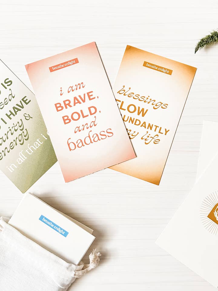 Mazzo di Carte Affermazione - Borsa da Viaggio e Supporto Espositivo per la vendita all'ingrosso da parte di Breathe Enlight Apothecary