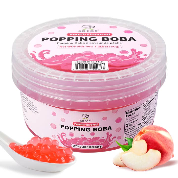 Soeos Boba Explosiva de Melocotón, 1,2 libras (550 g) para venta al por mayor de soeos