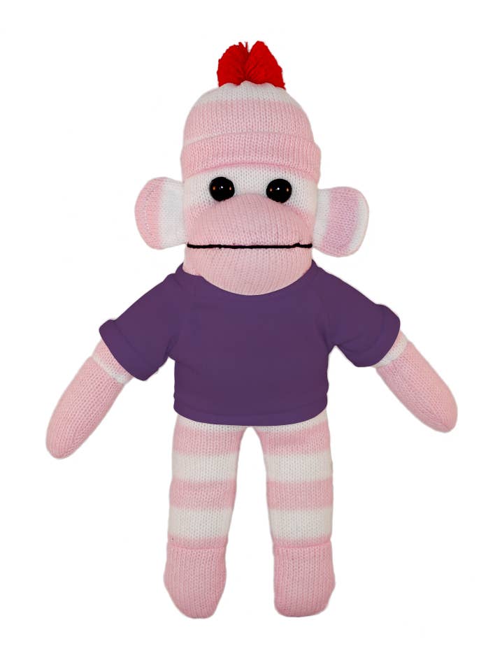 Plushland – Großhandel Kuschel-/Plüschtier – Kind & Baby – Pink Sock Monkey Sitzsack Tier 25,4 cm7