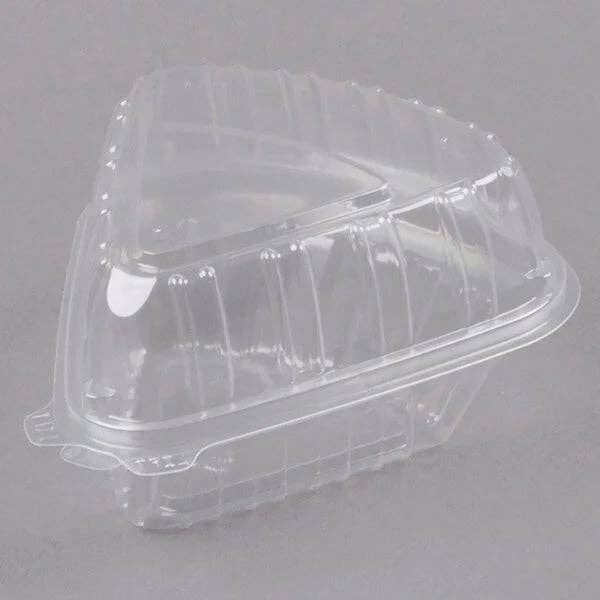 EcoQuality - Wholesale Food storage container - 5.6x6.1x3" Clear Plastic Hinged Pie Slice Take Out Container1