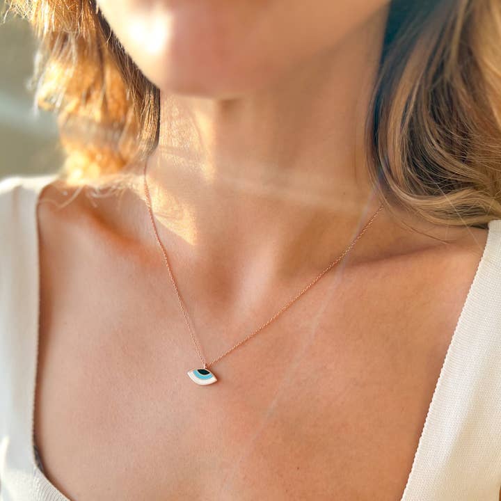 Halsketting van 925 zilver, halsketting met roségoud voor wholesale door Umays Boho