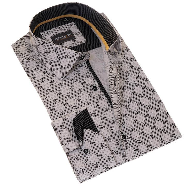 Men's Long Sleeve Button Down / Shagreen Blanc C2 for wholesale by gravity homme