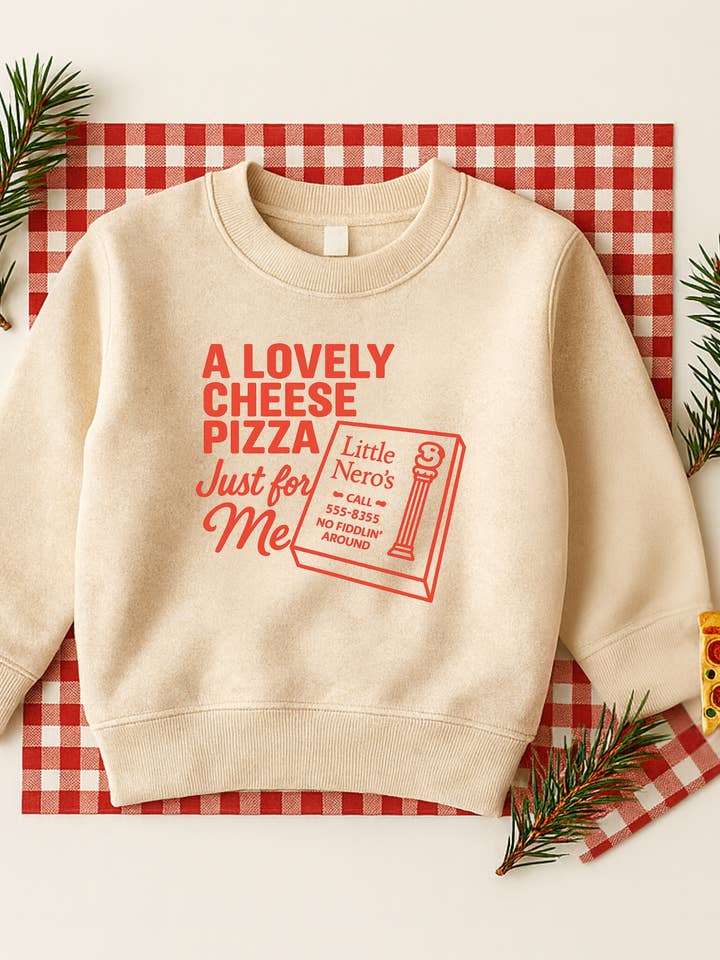 A Lovely Cheer Pizza Just For Me Sweatshirt for wholesale by The Wishing Elephant