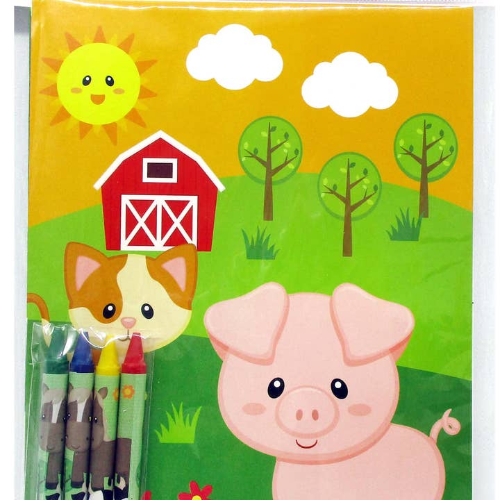 Tiny Mills - Vendita all'ingrosso Libro da colorare - Bambini e neonati - Animali della fattoria libri da colorare con pastelli bomboniere