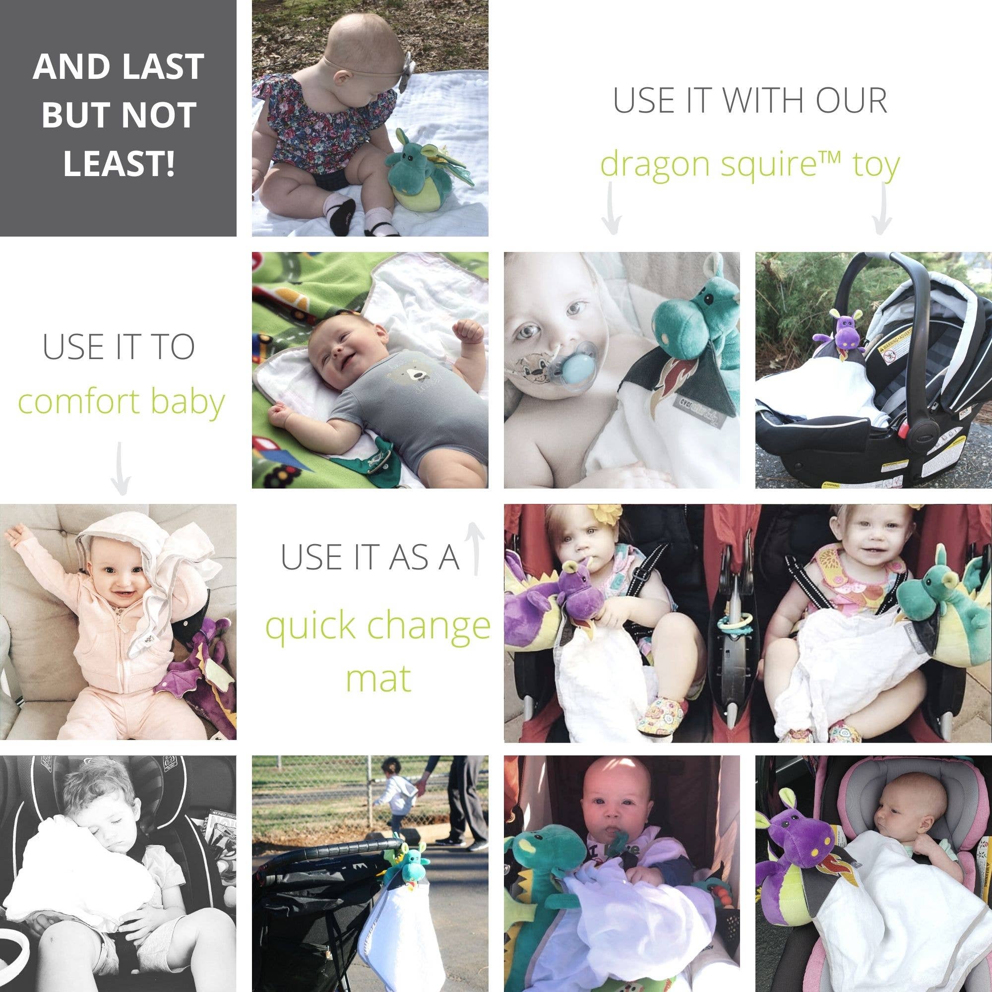 Ever After Baby - Vendita all'ingrosso Peluche - Bambini e neonati - Peluche Dragon+Panno Allattamento Mussola Burp Teal12