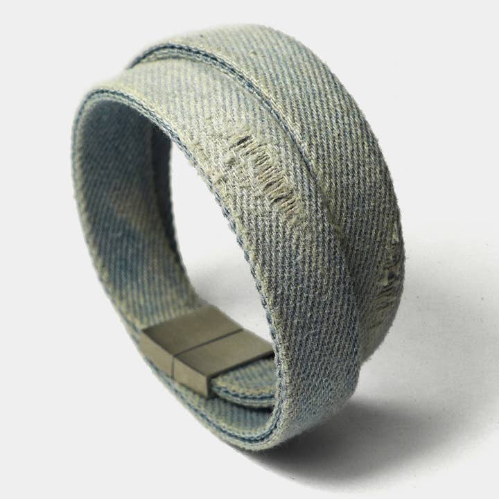 Nuovo bracciale da uomo Blue Denim Double Used in tessuto jeans per la vendita all'ingrosso da parte di STARBEIT