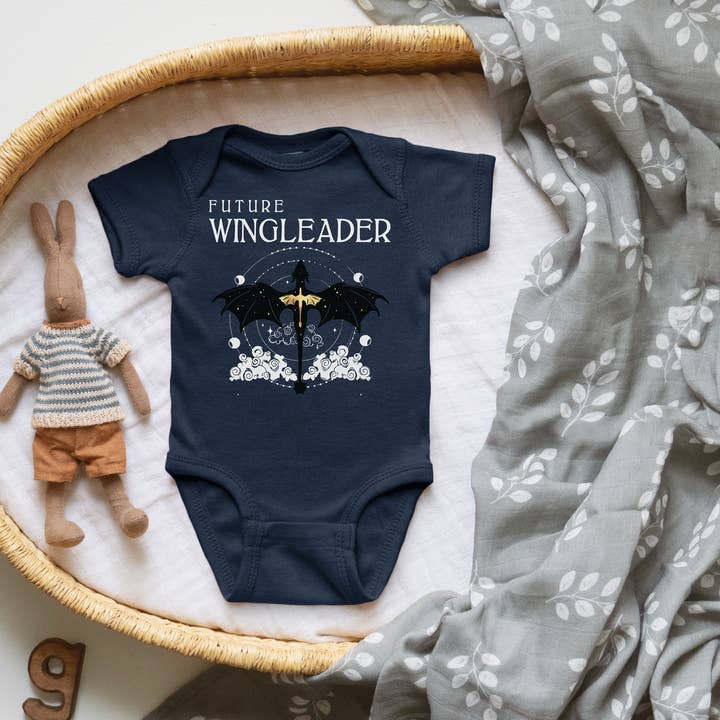Future Basgiath Wingleader Fourth Wing Nerdy Baby Onesie© for wholesale by Keen Bee Studio