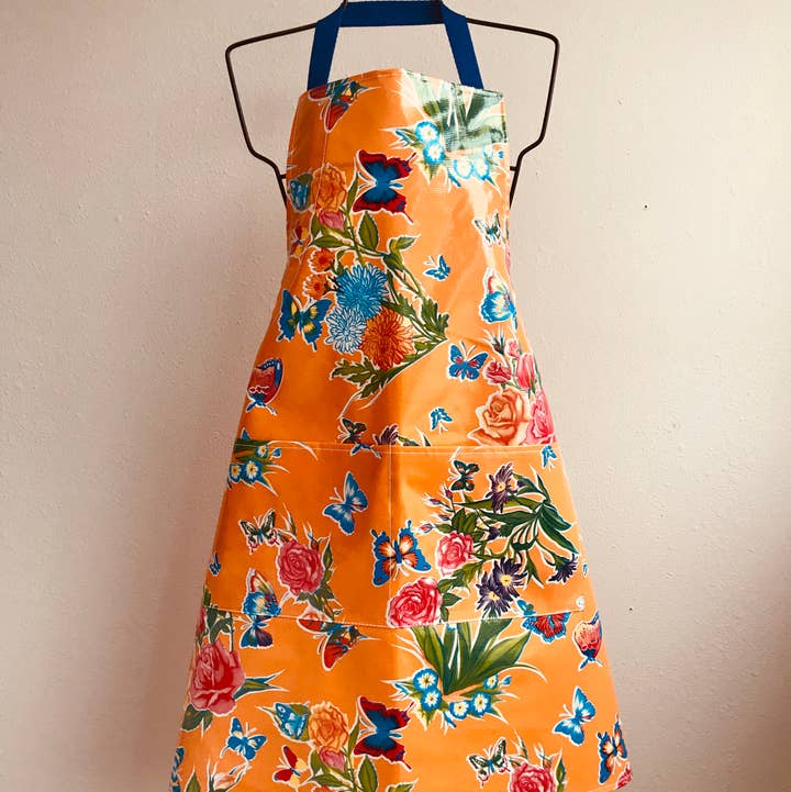 Oilcloth International - Wholesale Apron - Mariposa Butterfly Orange Apron1