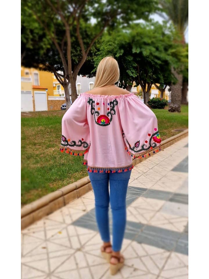 TABITHA - Wholesale Blouse - Women's - Mexican Embroidered Blouse3