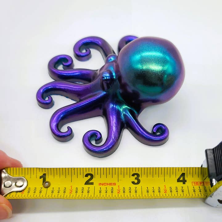 Slightly Askew Art - Wholesale Decorative Tabletop Object - Eco-Friendly Epoxy Resin Octopus with Holographic Mica2