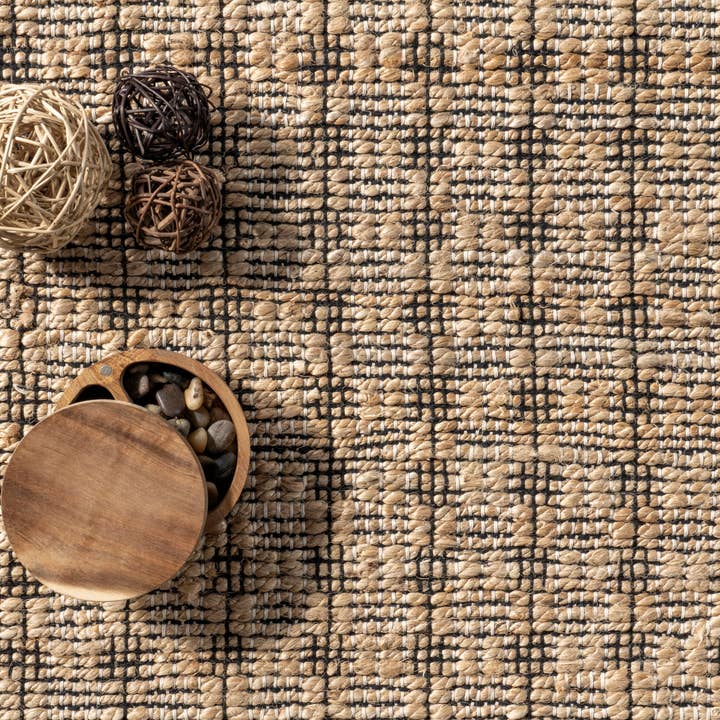 Natural Gillie Casual Striped Jute Blend Area Rug for wholesale on Faire