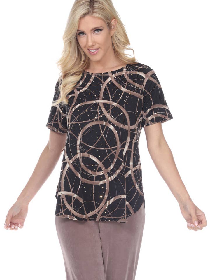 Glitter Rounded Bottom Tunic Top for wholesale by Jostar