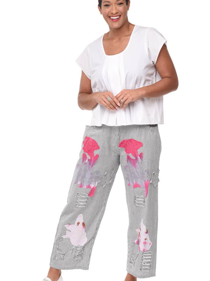 CV1014 Arabella Pant in Ticking* for wholesale by Tulip Clothing