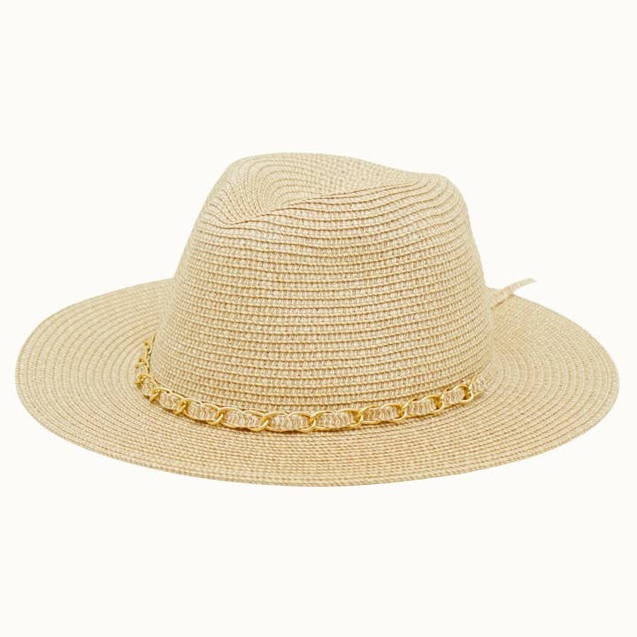 Olive & Pique - Wholesale Straw Hat - Women's - Chained Paper Straw Crushable Packable Fedora, Adjustable2