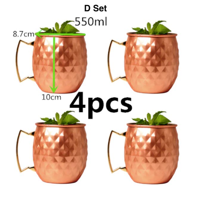 Homerely (We Cover All Import Duties) - Wholesale Cocktail/Liquor Glass - 4pcs 550ml Moscow Mule Mug3