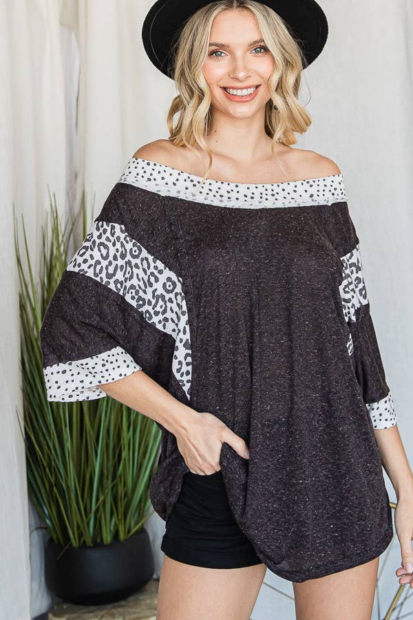 JADE BY JANE - Wholesale Tunic - Women's - ANIMAL PRINT TRIM BOAT NECK TUNIC3
