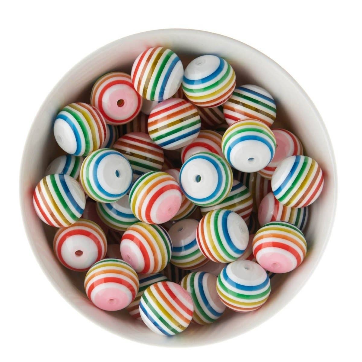 Cara & Co Silicone Craft Supply – wholesale Beads – 20mm Striped Acrylic Round Beads10