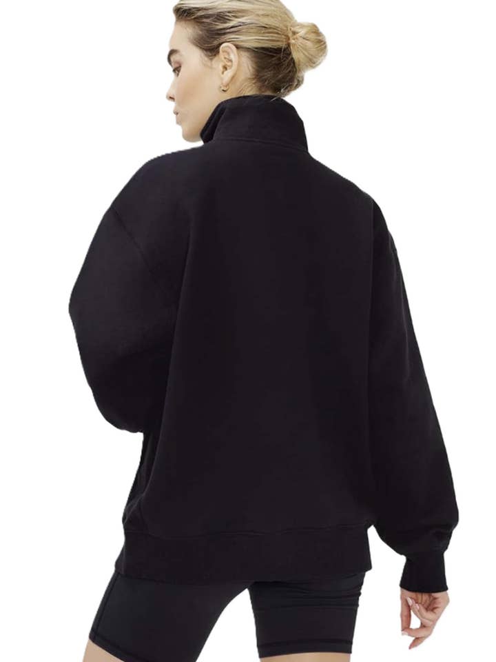 Good Stuff Apparel - Wholesale Sweatshirt - Women's - Women's Long Sleeve Half Zip Sweatshirt Fleece Oversized Pullover Sweater2