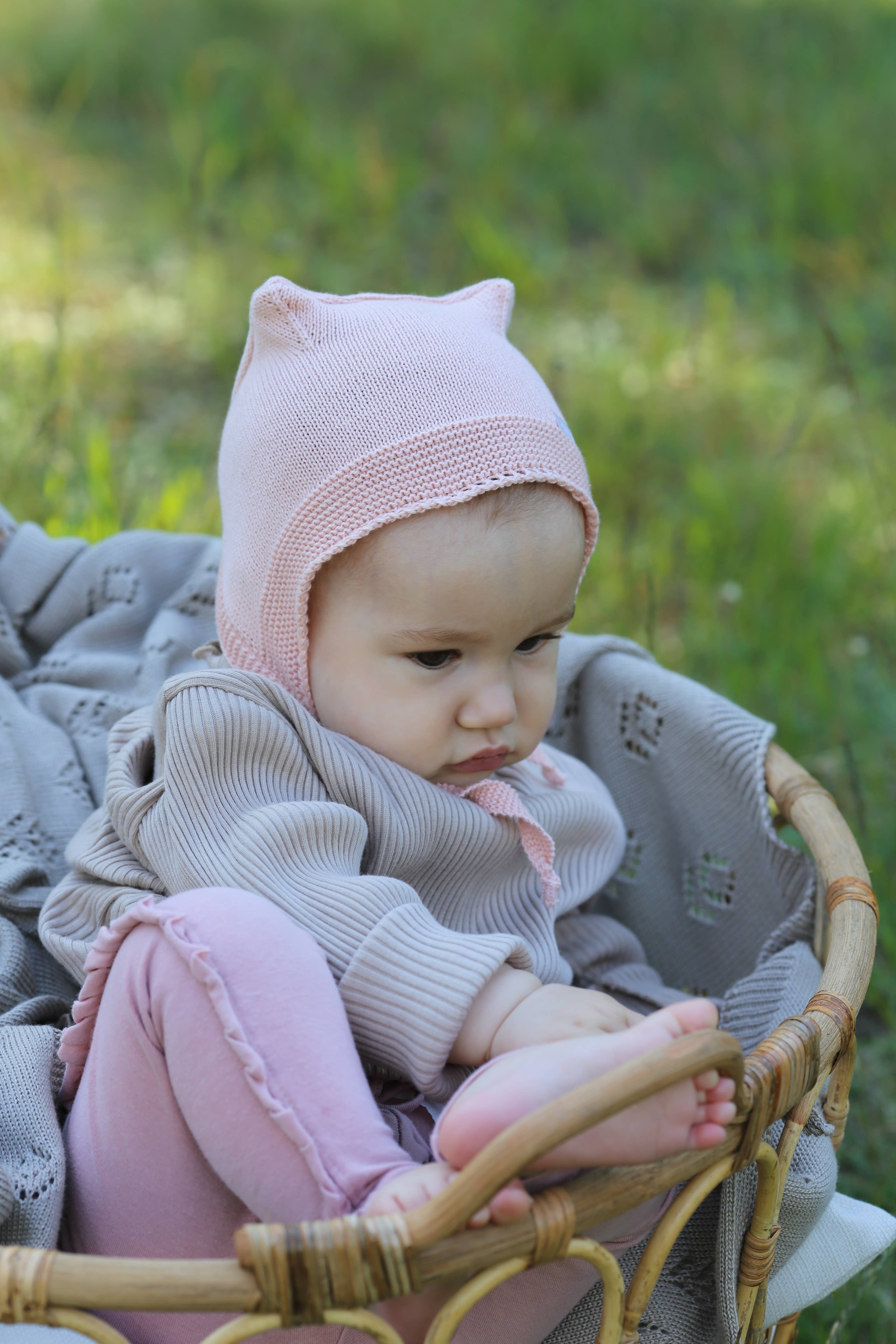 rose Bonnet « Amalia » en coton recyclé rose pour bébé en vente sur Faire1