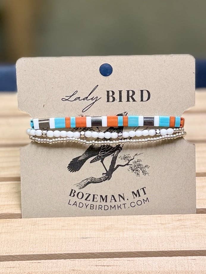 Retro Silver Special Tila Bead Bracelet Set for wholesale by Lady Bird Market