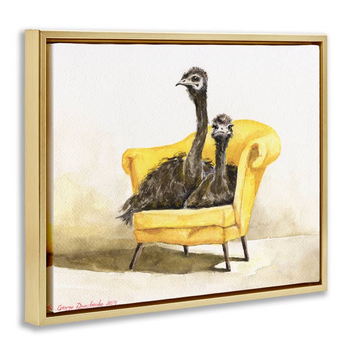 Stupell Industries - Wholesale Wall Sign - Funny Ostriches on Yellow Chair - Framed Wall Art17