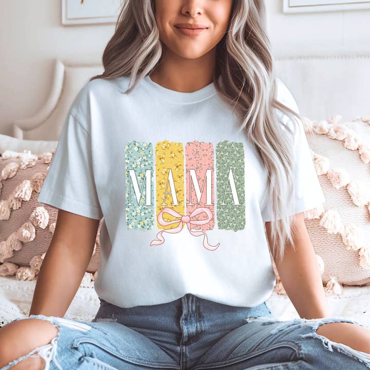 Nu Kustomz LLC - Glitter Apparel and Screenprints - Wholesale Screen Printed T-Shirt - Women's - SPRING MAMA GLITTER GILDAN SOFT STYLE T-SHIRT