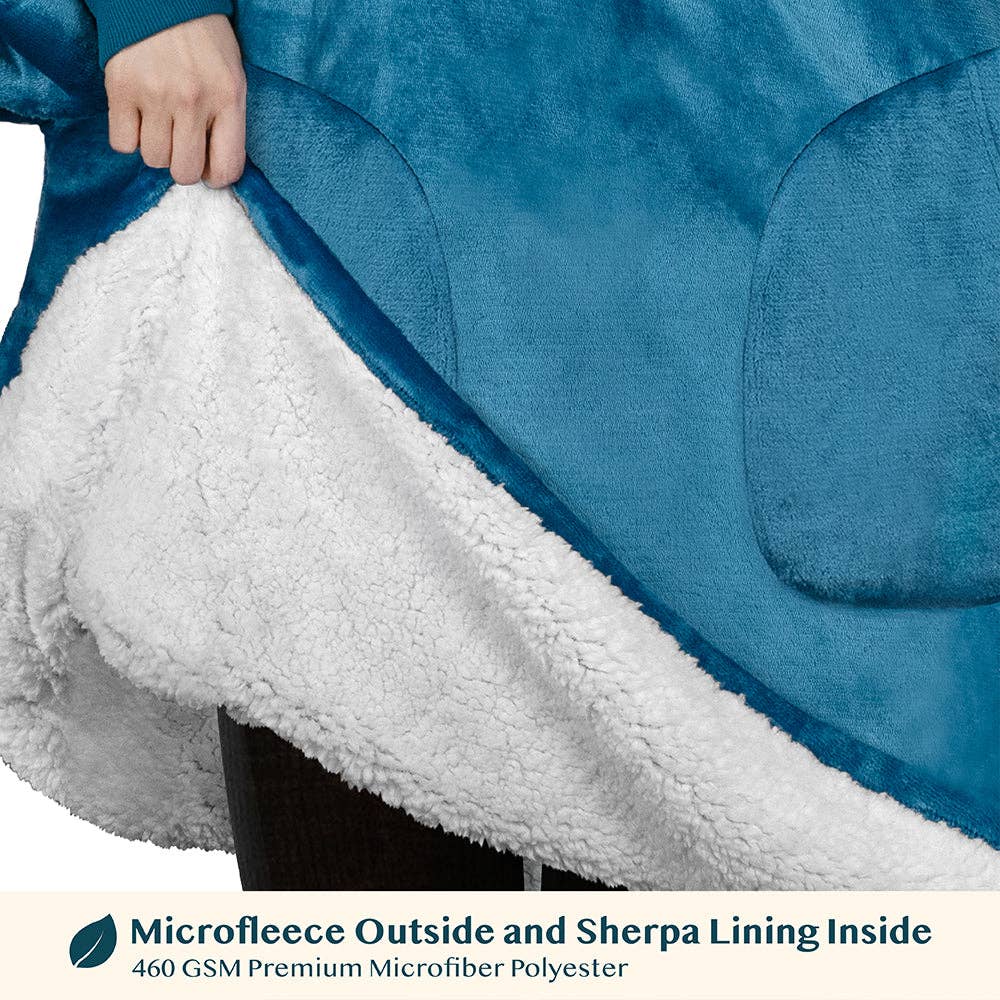 Pavilia - Wholesale Hoodie - Women's - Chest Pocket Sherpa Hoodie Blanket - Patch Pocket (Regular / Long)71