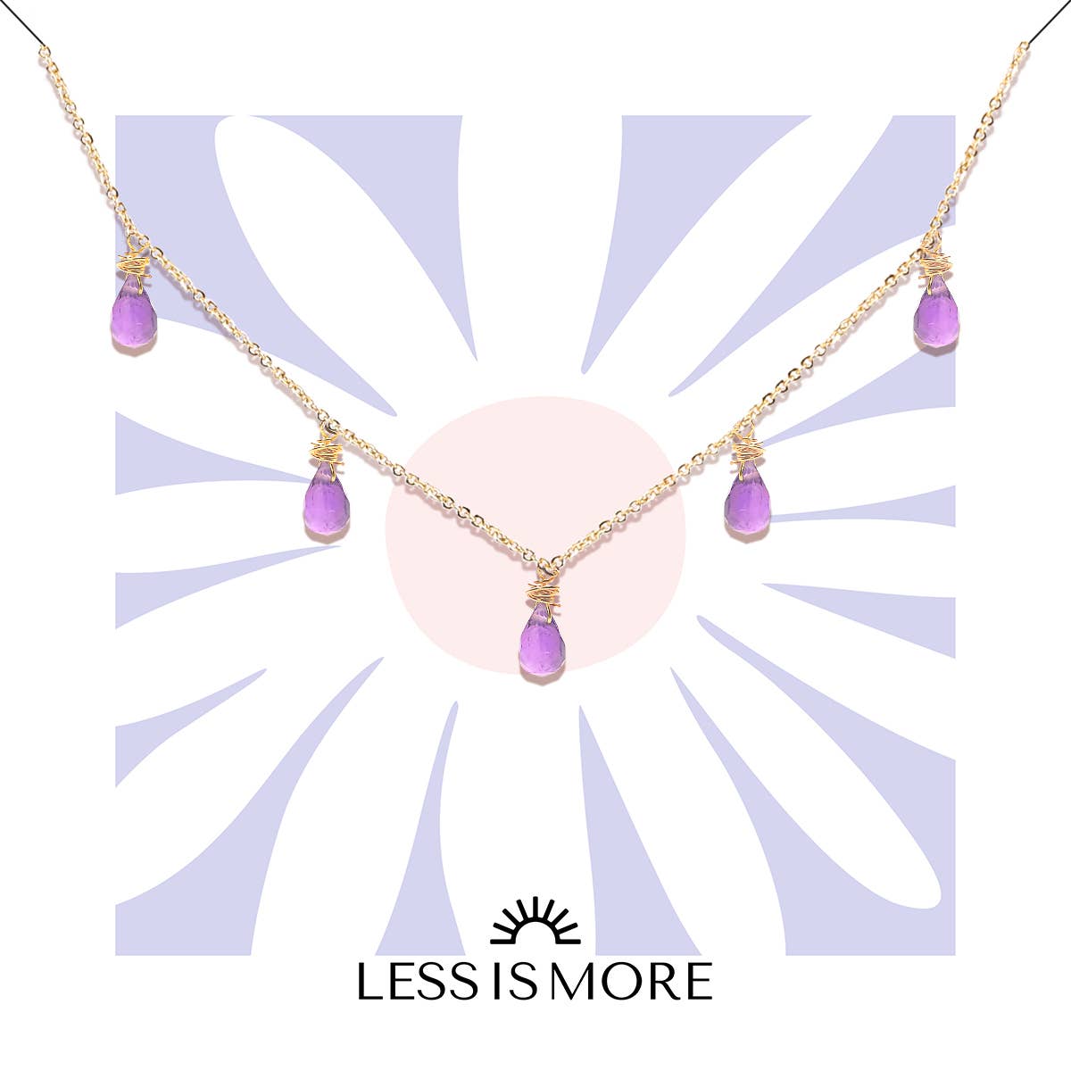 Less is More - Wholesale Pendant/Charm Necklace - Amethyst Drop Confetti Necklace (Gold or Silver)0