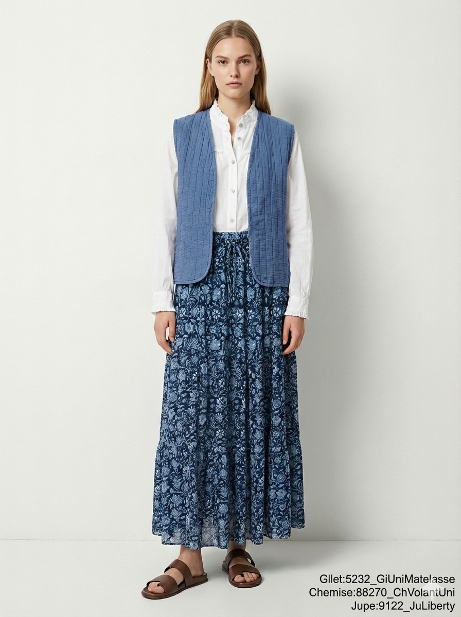 Mimi & Gogo – wholesale Väst - Dam – Enfärgad vadderad väst @5232_GiUniMatelasse15