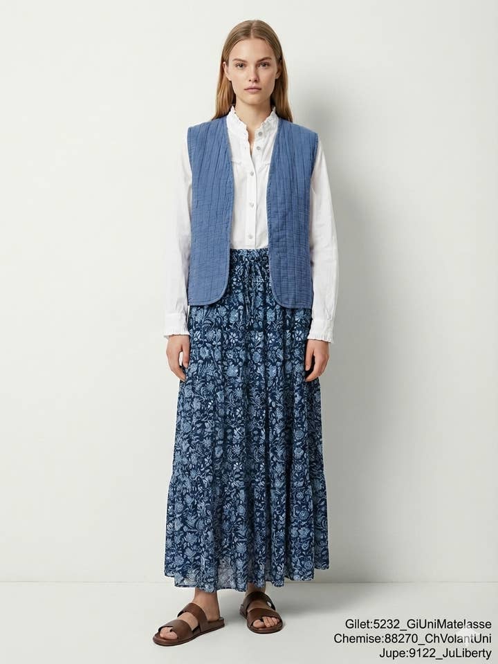 Mimi & Gogo – wholesale Väst - Dam – Enfärgad vadderad väst @5232_GiUniMatelasse15