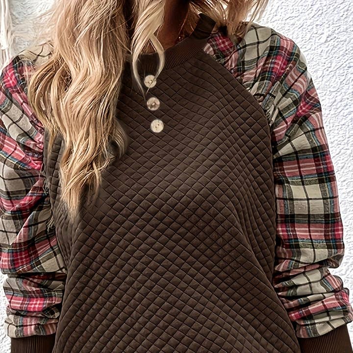 EmberLoom - Wholesale Sweatshirt - Women's - Women Diamond Quilted Long Sleeve Casual Sweatshirt3