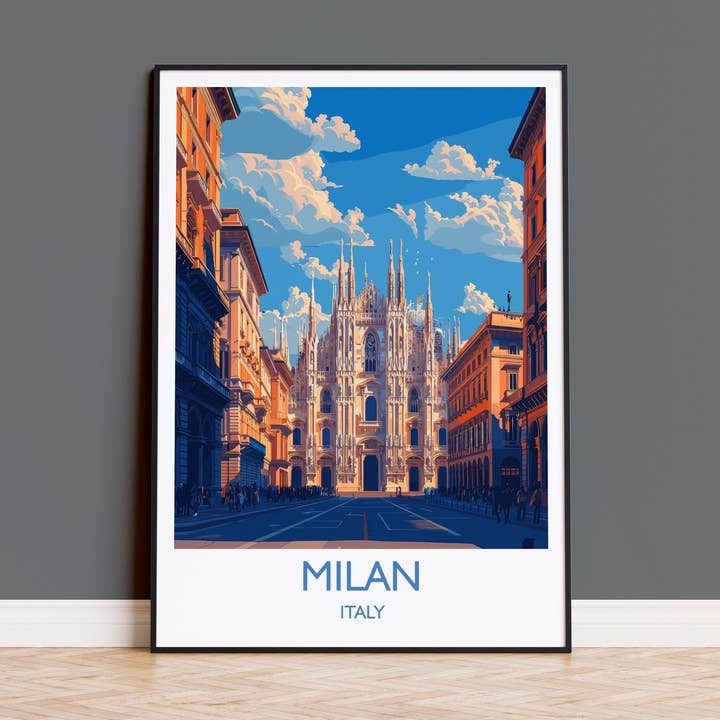 Pôster de Viagem de Milão, Impressão de Viagem de Milão, Presente de Arte para Amantes de Milão, Itália, Presente de Arte de Cidade Italiana por atacado de NQ Media Designs