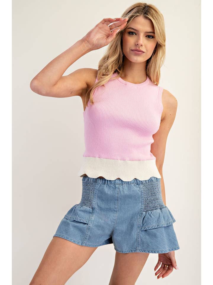 Peace Love Line - Wholesale Knit Top - Women's - PL6729 - RIBBED KNIT SWEATER TANK TOP