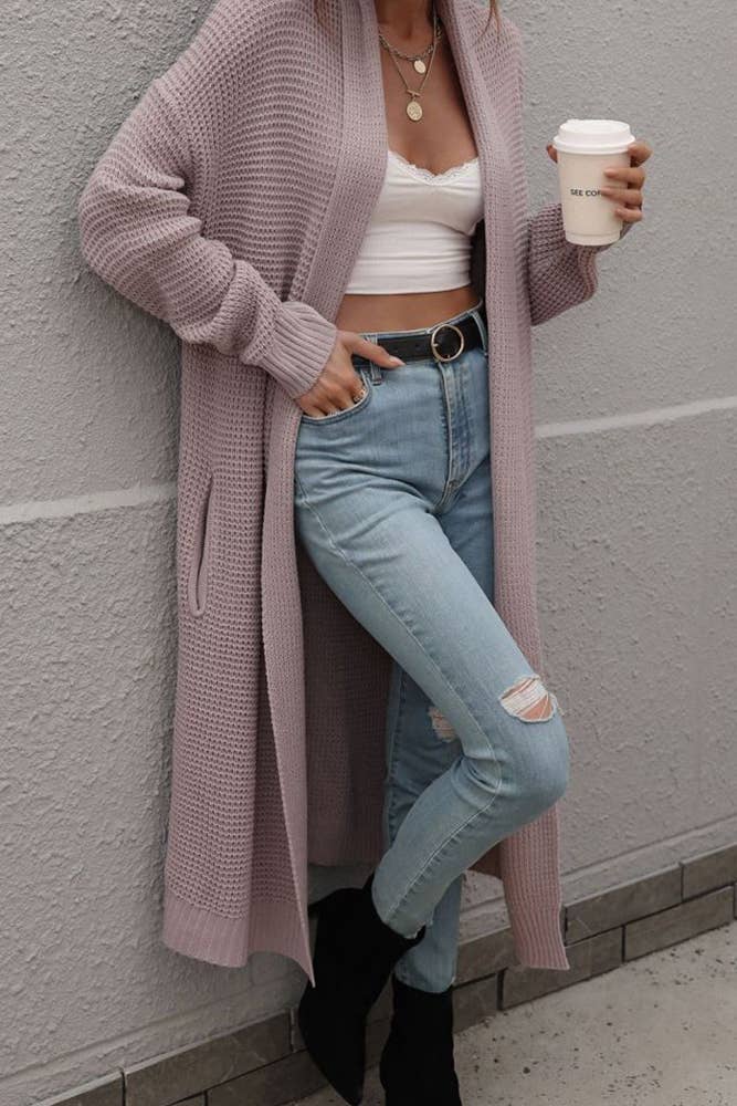 UNISHE - Wholesale Cardigan - Women's - Plain Long Length Open Sweater Cardigans MY02114