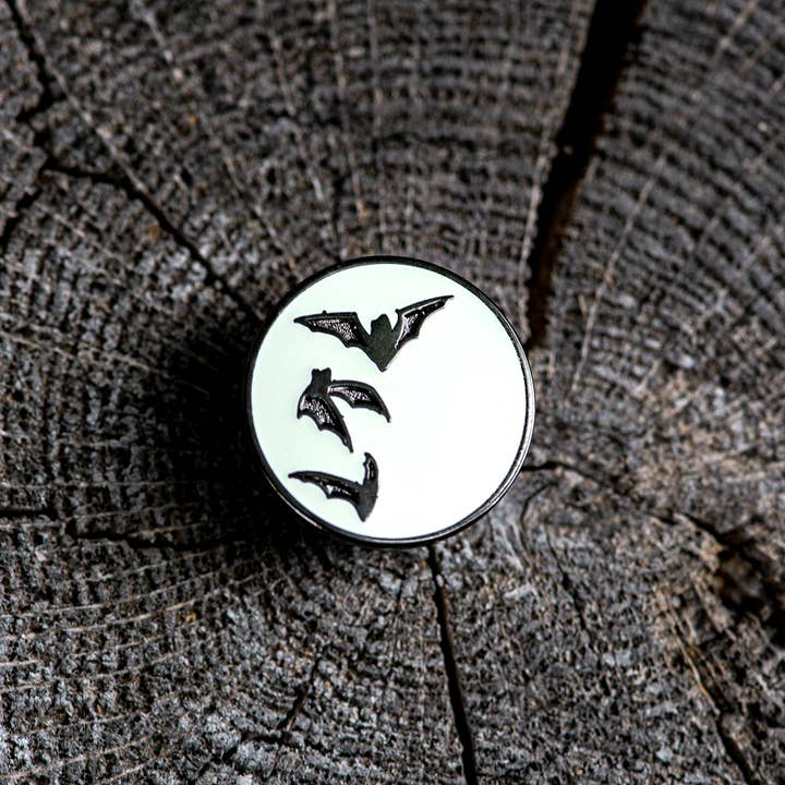 Bat Moon Enamel Pin for wholesale by The Roving House