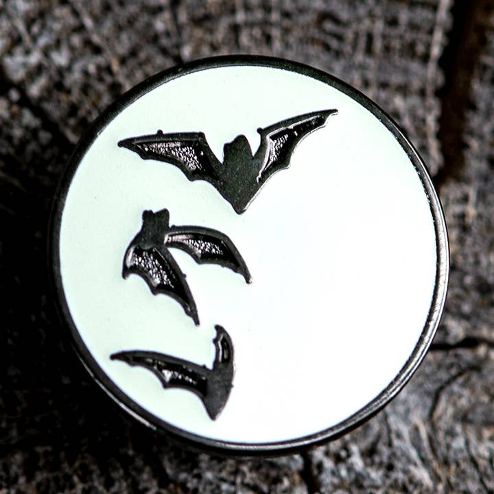 Bat Moon Enamel Pin for wholesale by The Roving House