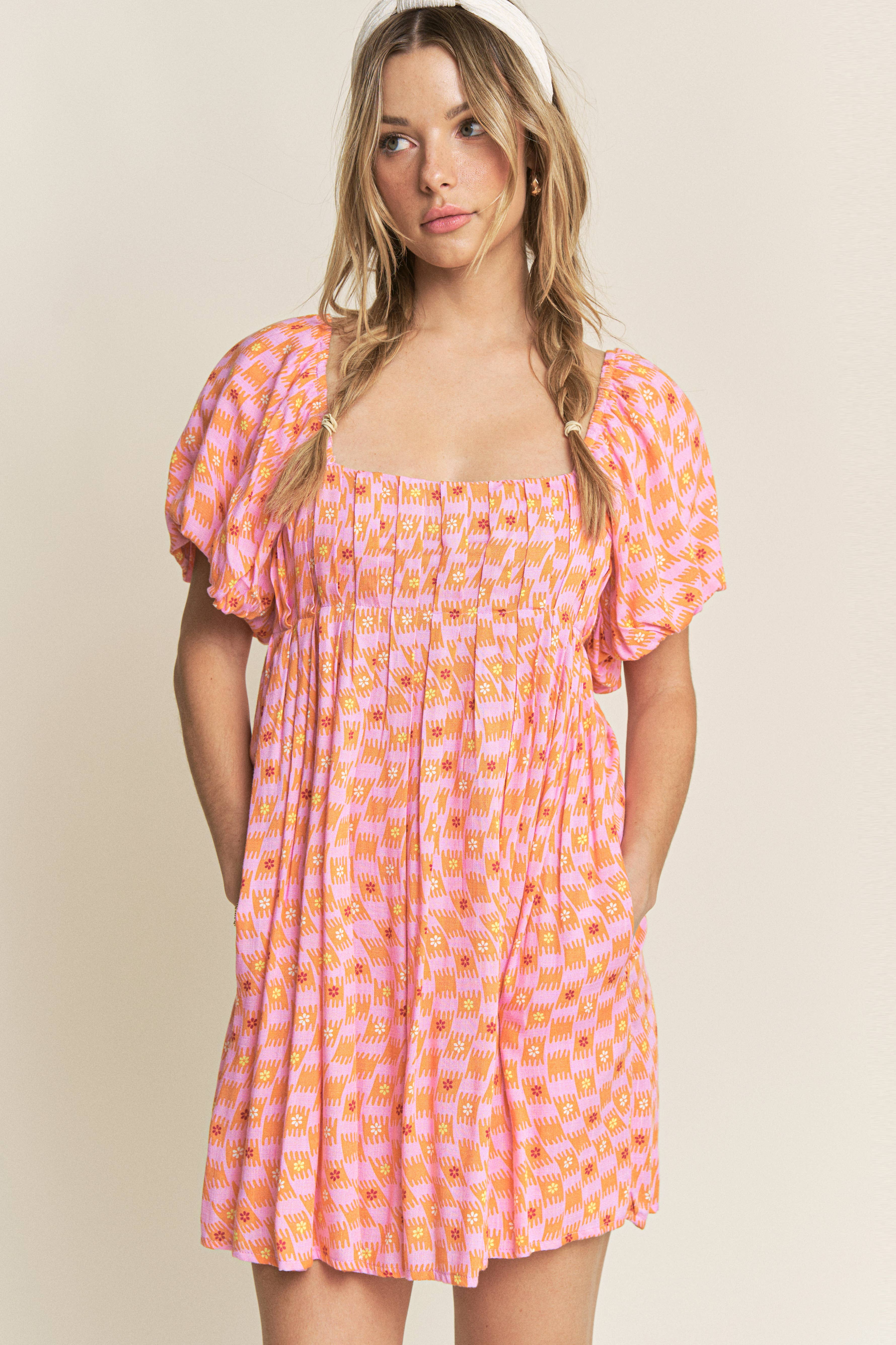 Hersy - Wholesale Dress - Women's - PUFF SLEEVE MINI DRESS- HD022012