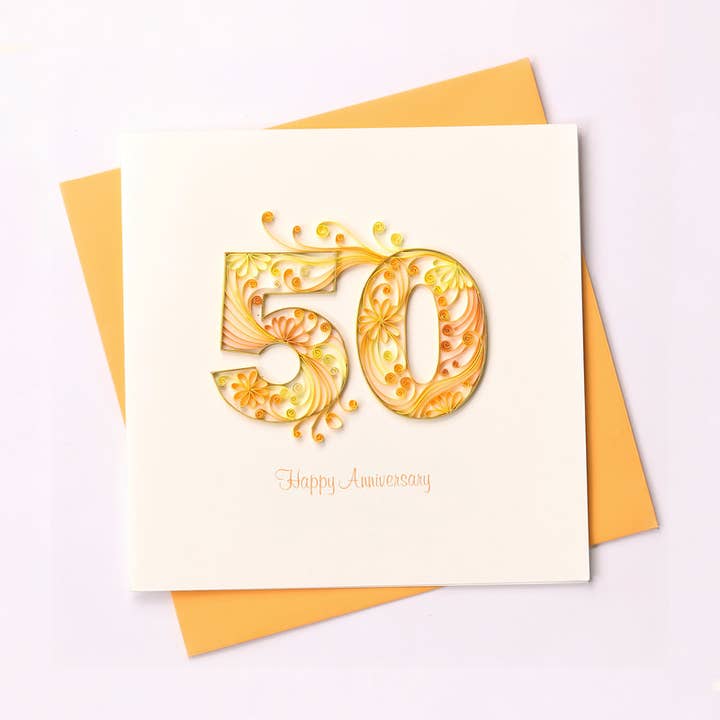 Cartão Quilling do 50º aniversário por atacado de Poppin Cards and Gifts