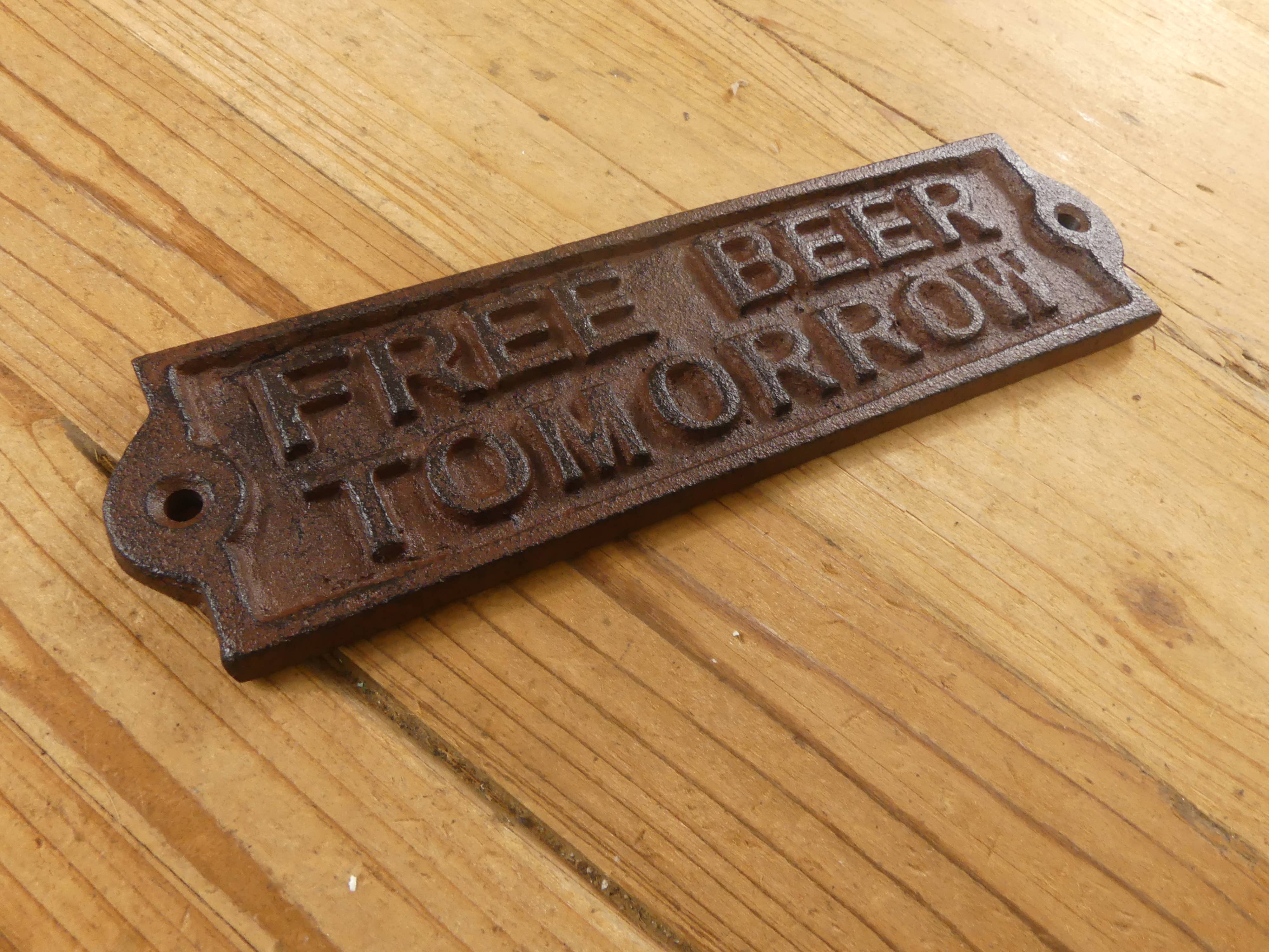Midwest Craft House - Wholesale Sign - "FREE BEER TOMORROW" CAST IRON SIGN0