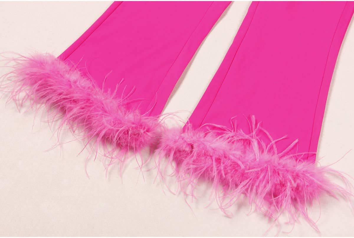 Productseeker – Engroshandel Habitter – til kvinder – SET069 Elegant strutsefjerblazer og buksesæt15