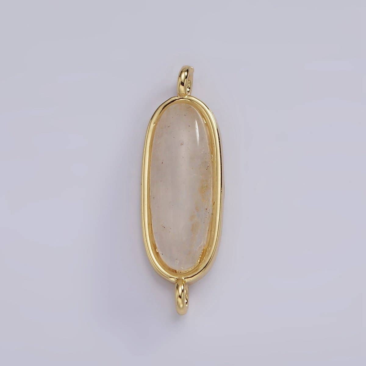 Aim Eternal - Wholesale Individual Charm/Pendant - 14K Gold Filled 24mm Natural Gemstone Oblong Bezel Connector | G229 - G2373