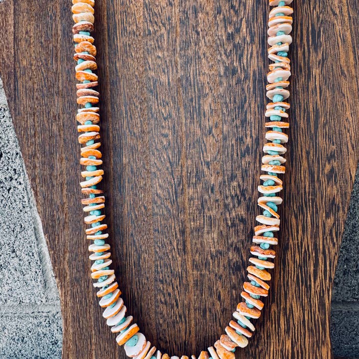 Wild Hancock Creations - Wholesale Beaded/Pearl Necklace - Orange Spiny Oyster Necklace/Genuine Turquoise Necklace7