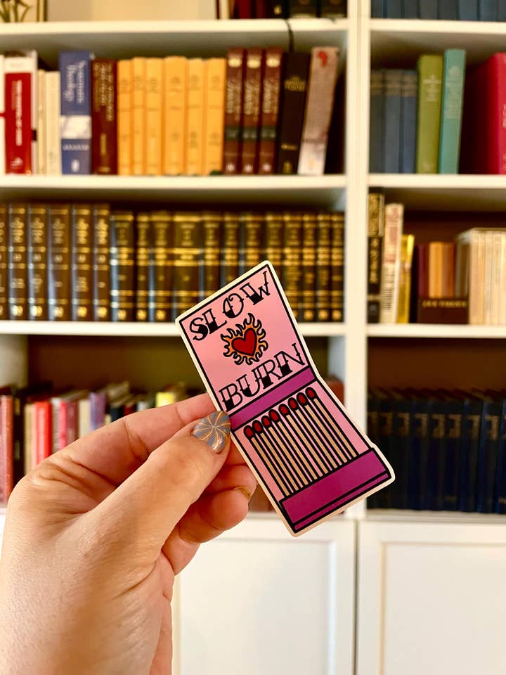 Slow Burn Book Lover Vinyl Waterproof Sticker for wholesale by Steele Creative Co