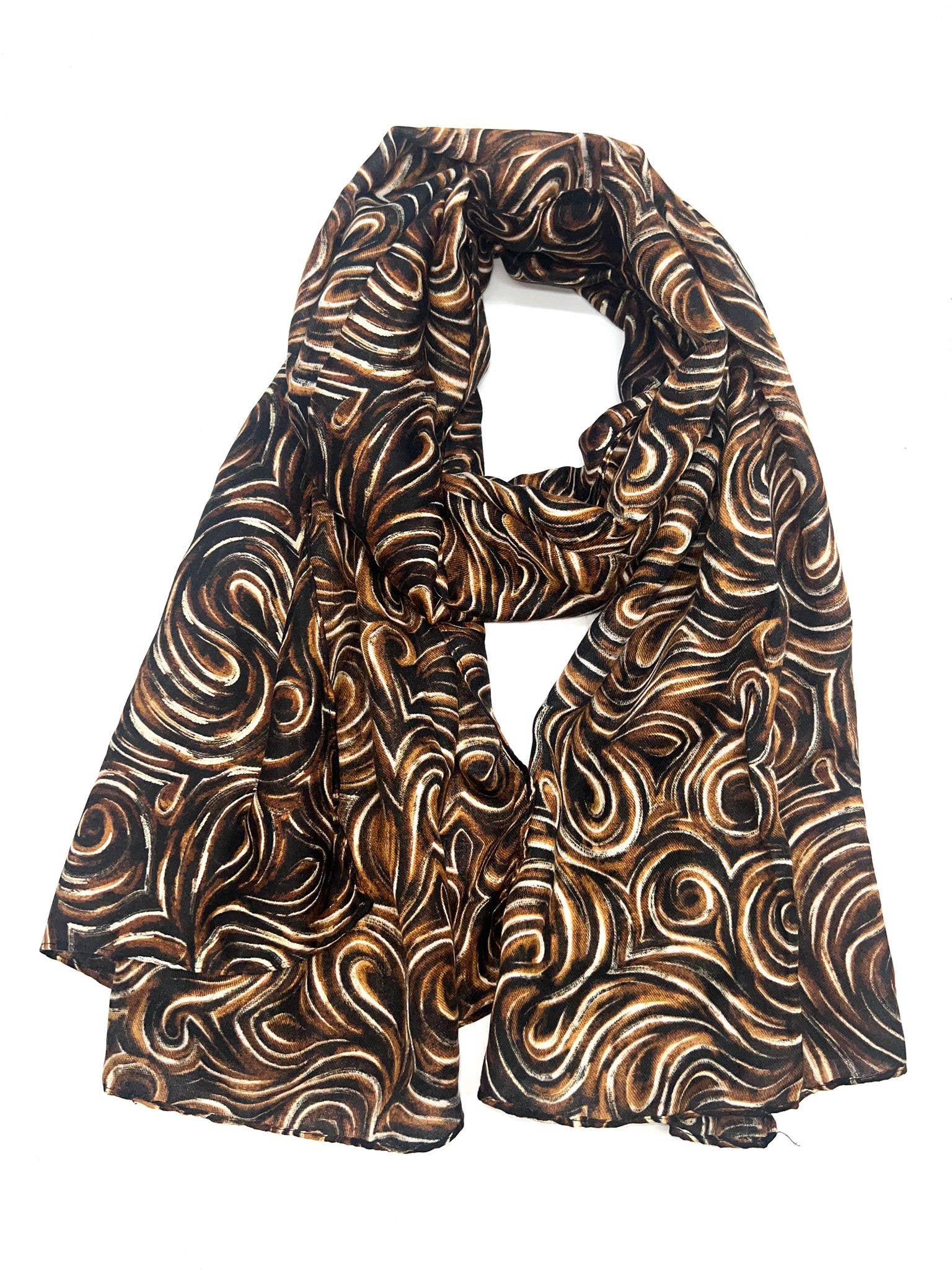 LINETA - Vendita all'ingrosso Sciarpa - Donna - HH-279 Sciarpa stampata motivo a spirale con doratura8