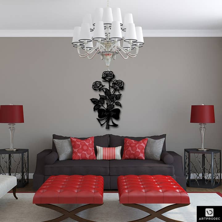 Rose Metal Wall Art Decor voor wholesale door benjashop