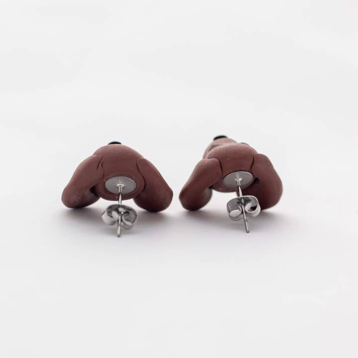 Pawfect Love - Vente Clous d'oreille - Boucles d'oreilles teckel - Clous d'oreilles de chien saucisse en argile polymère
