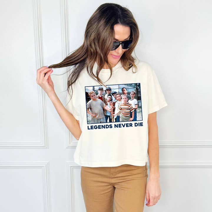Legends Never Die Crop Tee for wholesale by Poppy & Pine
